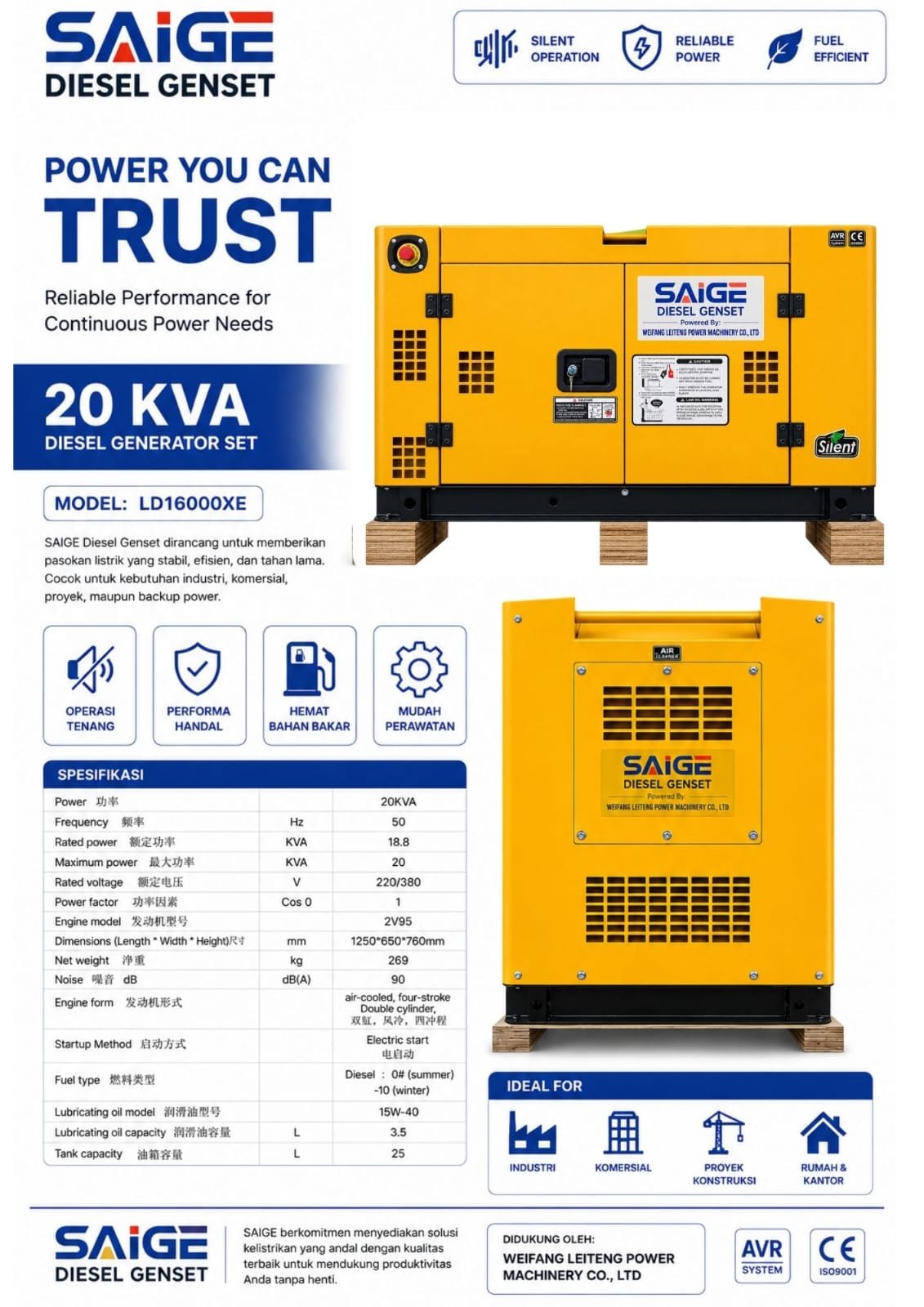 Genset Silent Diesel 20 kVA